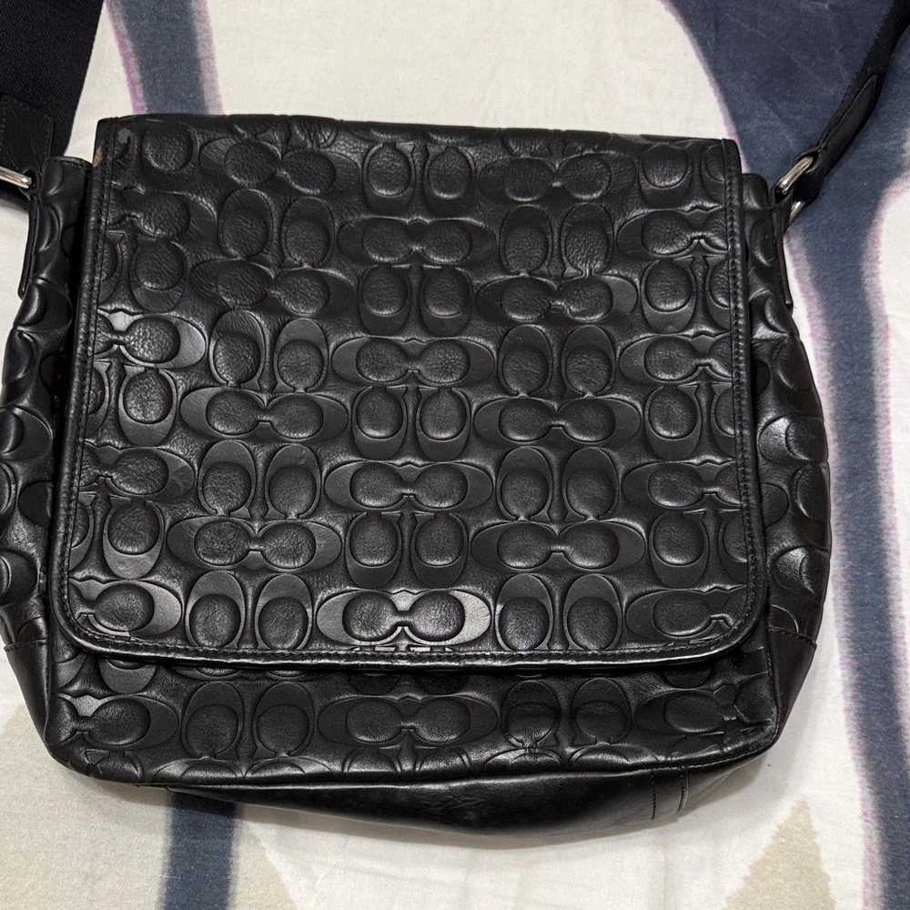 Coach Black Embossed Messenger Bag